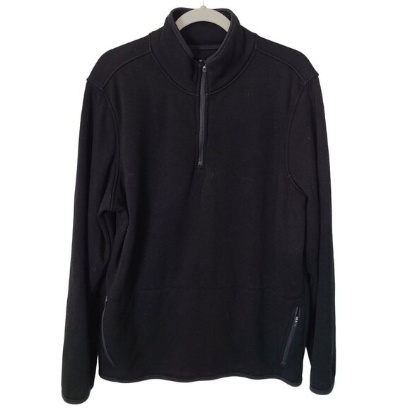 01. Algo Performance Mens L Black Long Sleeves 1/4 Zip Pullover Sweater Pockets - Picture 1 of 9